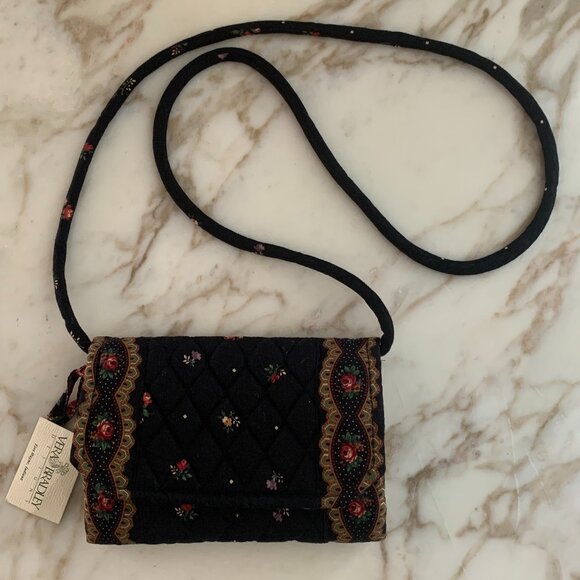 Vera Bradley Petit Point Large Trifold Wallet with Crossbody Strap - NWT - Picture 1 of 6